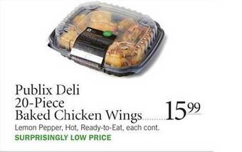 Publix Publix Deli 20-piece Baked Chicken Wings offer