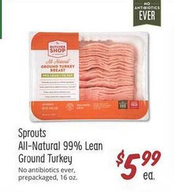 Sprouts Farmers Market Sprouts All-natural 99% Lean Ground Turkey offer