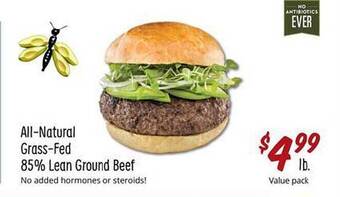 Sprouts Farmers Market All-natural Grass-fed 85% Lean Ground Beef offer