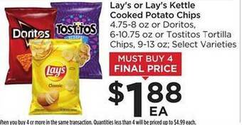 Food 4 Less Lay's Or Lay's Kettle Cooked Potato Chips offer