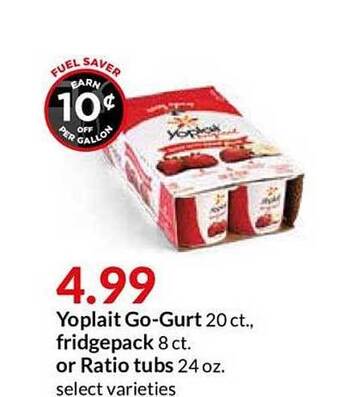 Hy-Vee Yoplait Gogurt Fridgepack Or Ratio Tubs offer