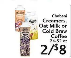 Sunset Foods Chobani Creamers, Oat Milk Or Cold Brew Coffee offer