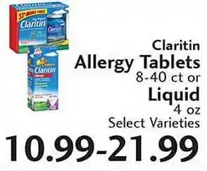 Sunset Foods Claritin Allergy Tablets Or Liquid offer