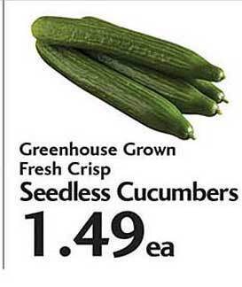 Sunset Foods Greenhouse Grown Fresh Crisp Seedless Cucumbers offer