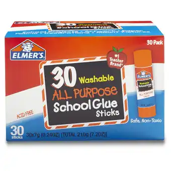 Walmart Elmer's All Purpose School Glue Sticks, Washable, 7g, 30 Count offer