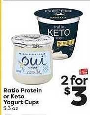 Weis Markets Ratio Protein Or Keto Yogurt Cups offer