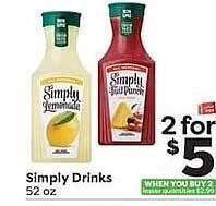 Weis Markets Simply Drinks offer