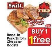 Weis Markets Bone-in Pork Sirloin Chops Or Roasts offer