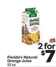 Weis Markets Florida's Natural Orange Juice offer