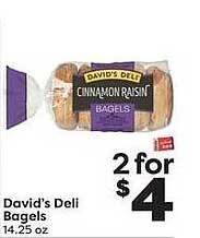 Weis Markets David's Deli Bagels offer