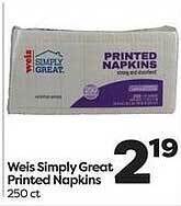 Weis Markets Weis Simply Great Printed Napkins offer