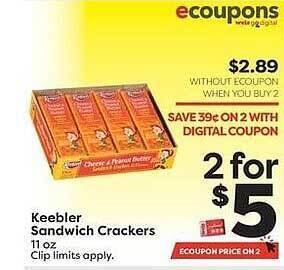 Weis Markets Keebler Sandwich Crackers offer