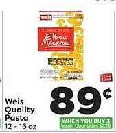 Weis Markets Weis Quality Pasta offer