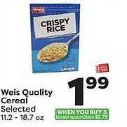 Weis Markets Weis Quality Cereal offer