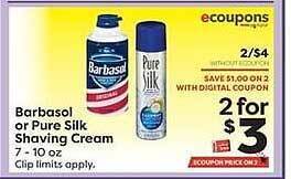 Weis Markets Barbasol Or Pure Silk Shaving Cream offer