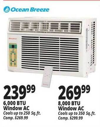 Ocean State Job Lot Ocean Breeze 6,000 Btu Window Ac, Ocean Breeze 8,000 Btu Window Ac offer