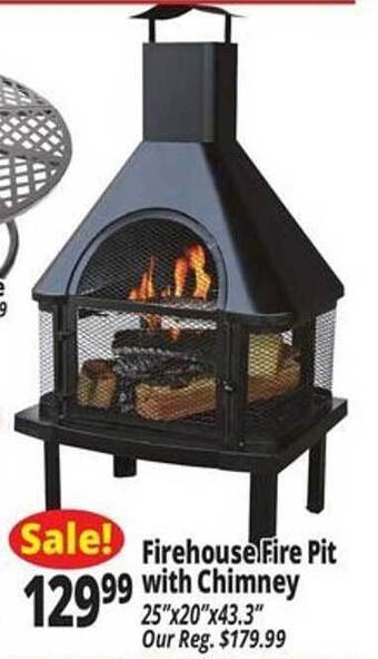 Ocean State Job Lot Firehouse Fire Pit With Chimney offer