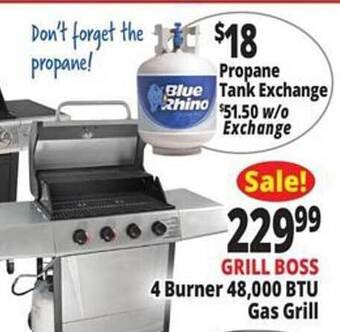 Ocean State Job Lot Grill Boss 4 Burner 48,000 Btu Gas Grill offer