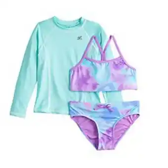 Kohl's Girls 7-16 zeroxposur bikini top, bottoms & long sleeve rashguard swimsuit set offer