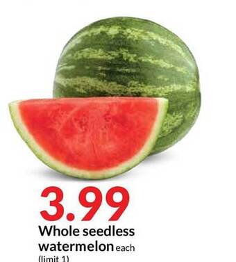 Hy-Vee Whole Seedless Watermelon offer