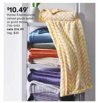 JC Penney Home Expressions Velvet Plush Solid Or Print Throw offer