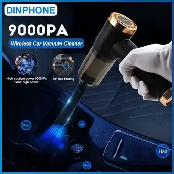 AliExpress 2022 new wireless car vacuum cleaner cordless handheld auto vacuum home & car dual use 9000 pa mini green vacuum cleaner offer