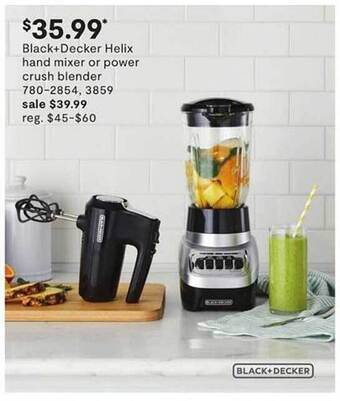 JC Penney Black+decker Helix Hand Mixer Or Power Crush Blender offer