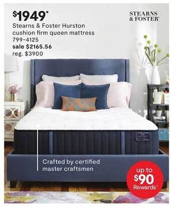 JC Penney Stearns & Foster Hurston Cushion Firm Queen Mattress offer