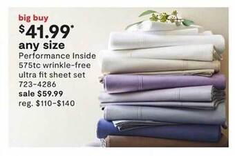 JC Penney Performance Inside 575tc Wrinkle-free Ultra Fit Sheet Set offer