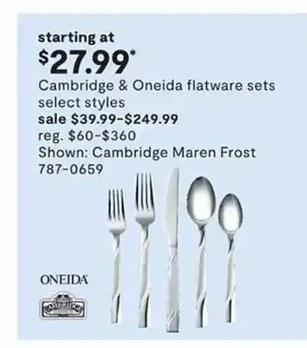 JC Penney Cambridge & Oneida Flatware Sets Or Shown: Cambridge Maren Frost offer