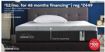 JC Penney Tempur-pedic Adapt Medium Hybrid Queen Mattress offer