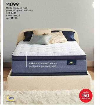 JC Penney Serta Renewed Night Pillowtop Queen Mattress offer