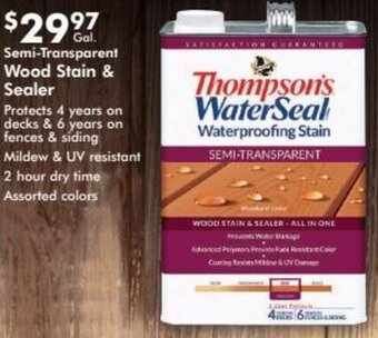 Valu Home Centers Semi-Transparent Wood Stain & Sealer offer