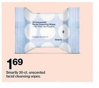 Target Smartly 30-ct Unscented Facial Cleansing Wipes offer