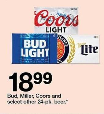 Target Bud, Miller, Coors And Select Other 24-pk Beer offer