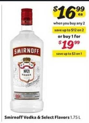 Winn Dixie Smirnoff Vodka & Select Flavors offer
