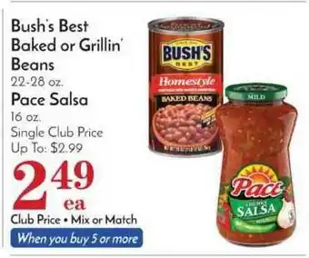 Pavilions Bush's Best Baked Or Grillin' Beans, Pace Pasta offer