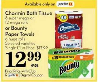 Pavilions Charmin Bath Tissue Or Bounty Paper Towels offer
