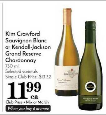 Pavilions Kim Crawford Sauvignon Blanc Or Kendall-jackson Grand Reserve Chardonnay offer