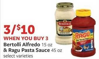 Fareway Bertolli Alfredo & Ragu Pasta Sauce offer