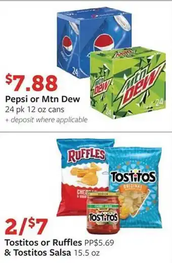 Fareway Pepsi Or Mtn Dew, Tostitos Or Ruffles & Tostitos Salsa offer