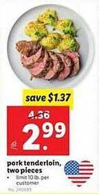 Lidl Pork Tenderloin, Two Pieces offer