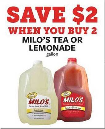 Fareway Milo's Tea Or Lemonade offer