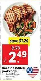 Lidl Bone In Assorted Pork Chops offer