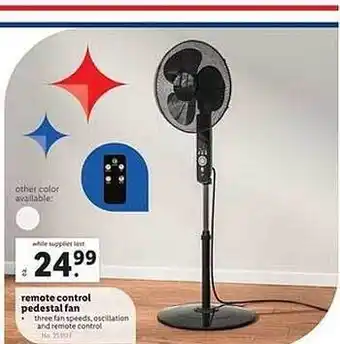 Lidl Remote Control Pedestal Fan offer