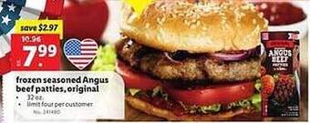 Lidl Frozen Seasoned Angus Beef Patties Original offer