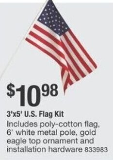 The Home Depot 3'x5' U.S. Flag Kit offer