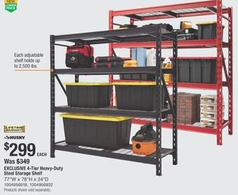 The Home Depot Exclusive 4-Tier Heavy-Duty Steel Storage Shelf offer