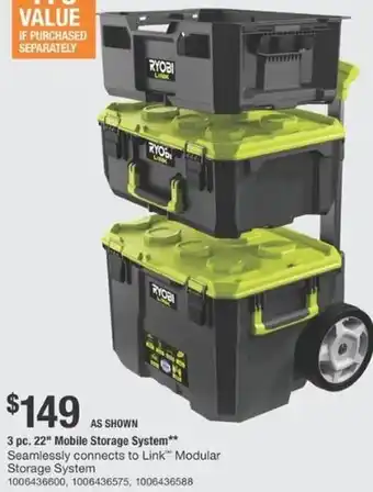 The Home Depot 3 pc. 22" Mobile Storage System offer