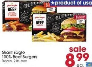 Giant Eagle Giant Eagle 100% Beef Burgers offer